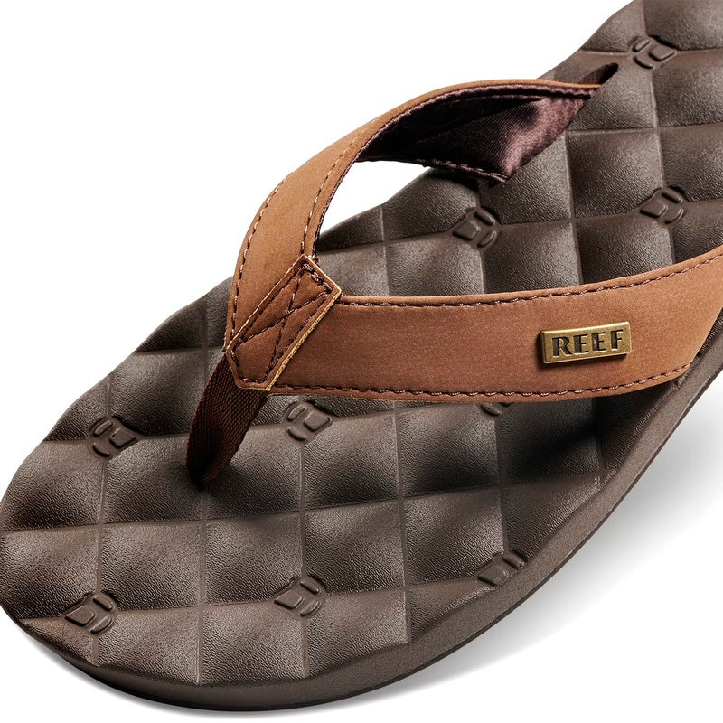 Reef Dreams Womens Flip Flop, Memory Foam Cushion Footbed, Faux Leather Satin Lined Strap, Brown, 7 - Image 2